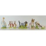 Royal Albert Beatrix Potter figure John Joiner, Flopsy Mopsy & Cottontail, Benjamin Wakes up,