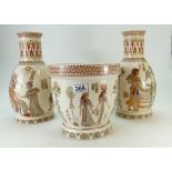 Pair of Panda Ceramics Egyptian vases,