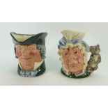 Royal Doulton large character jugs The Cook and the Cheshire Cat D6842 and Parson Brown (2)