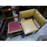 20th Century oak bedroom chair with a mid-century style leather corner chair (2)