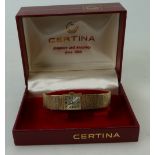 9ct gold ladies CERTINA wrist watch & 9ct gold bracelet, 348 gross weight. Wearable length 7".