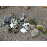 A large collection of resin and stone garden ornaments (18)
