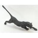 Ceramic connoisseur model of black Jaguar,