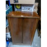 1950's Inlaid teak 2 door record storage cabinet