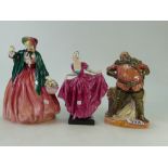 Royal Doulton character figure Falstaff HN2034, Lady Charmian HN1949, and Delight. (3).