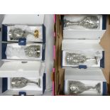 Six boxed Lord of the Rings pewter type metal figural goblets. Boxes marked Royal Selangor.