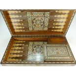 Ornate Inlaid Games Compendium with matching Backgammon Box & Chess Set