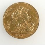 Full sovereign 22 ct gold coin Edward VII 1907