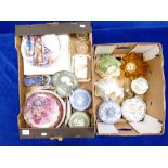 A collection of pottery including Royal Doulton lady figures, Royal Doulton collectors plates,