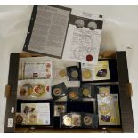 A job lot collection of modern UK silver coins and medallions comprising a facsimile Edward III