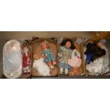 A collection of dolls to include early 20th Century Porcelain doll marked Germany 14 and L.D.