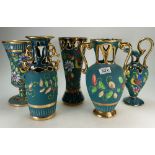 Five Large Quaregnon Decorated Ceramic Vases by Hubert Bequet
