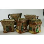 A collection of Royal Doulton embossed Dickens jugs comprising Old Curiosity shop,
