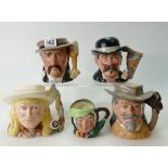 Royal Doulton Wild West character jugs Bill Hickock D6736, Buffalo Bill D6735, Doc Holliday D6731,