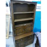 20th Century oak Old Charm unit with two over two base, below a drop down writing desk,