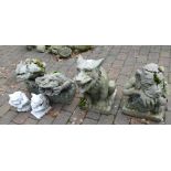 Collection of large resin gargoyle garden ornaments (5)