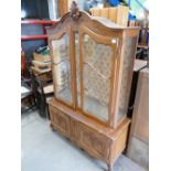 French carved oak 2 door display cabinet