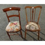 Oak Art Nouveau bedroom chair and a Victorian bar back chair (2)