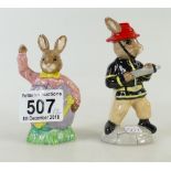 Royal Doulton bunnykins Easter surprise DB225 and American firefighter DB268 (boxed with cert) (2)