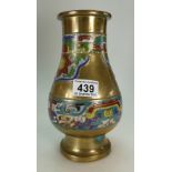 Chinese Enamelled Brass Vase with Elephant Handle