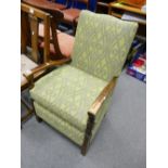 20th Century oak upholstered arm chair