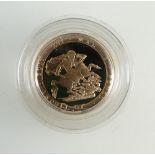 2017 Sovereign PROOF gold coin. Case & COA. 7.98g.