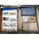 Large collection mainly UK POSTCARDS, many hundreds in 2 trays - includes 4 albums,