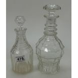 Two pressed glass Edwardian decanters.