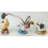 A collection of large limited edition Crown Staffordshire figures to include Goosander,