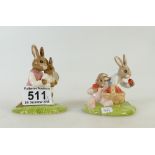 Royal Doulton bunnykins Tennis DB278 and Strawberries DB277. Both numbered 664 of 3000.