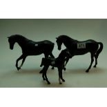 Beswick Black Beauty 2466 x2 (One A/F) and foal 2536 (3).