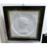 Large white parian plaque c1880's - 90's depicting female bust. Bears initial W.A.H.