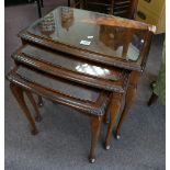 Queen Anne bur walnut nest of 3 tables