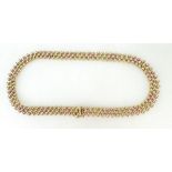 9ct gold Bi-colour necklace / choker. Yellow and Rose gold. 43.5cm wearable length, 47.9g.