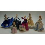 Royal Doulton blady figures Ninnette HN2379,Laura HN2960, Melisa HN2467, Elaine HN2791,