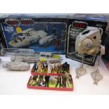 Star Wars interceptor vehicle, a Y wing fighter, Scout Walker vehicle all boxed and assorted star