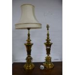 Pair brass table lamps