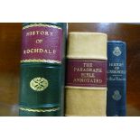 Leather bound book on the history of Rochdale, 1889 plus 2 other books