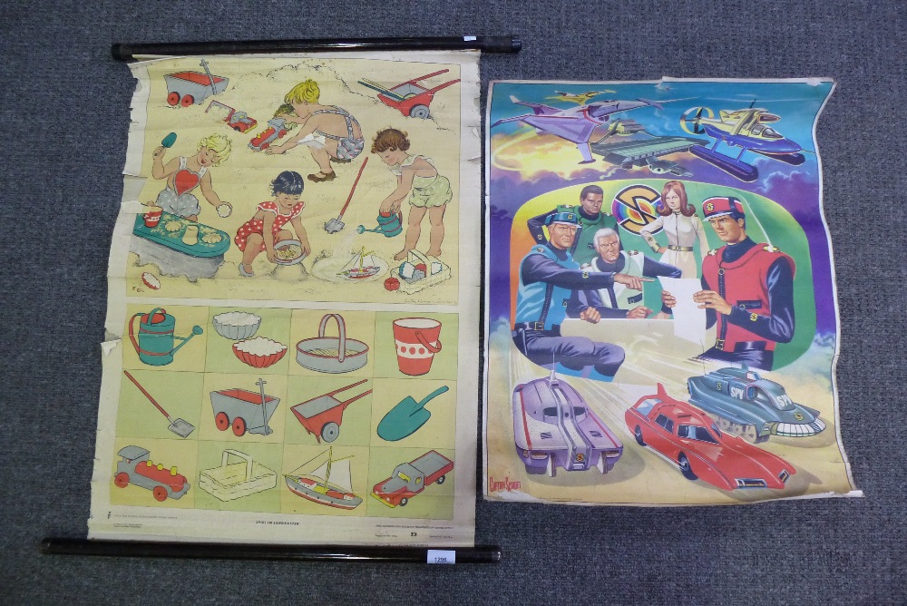 Old captain scarlet wall poster and a German poster of children’s toys