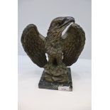 Bronze style eagle on a marble base stamped A. Giannett