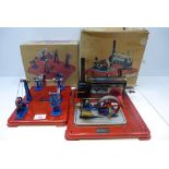 Mamod steam engine SP5 and a Mamod workshop WSI, both boxed