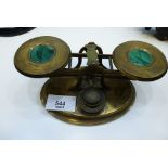 Vintage brass scales with malachite roundels