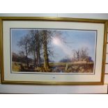 David Shepherd signed print of trees in landscape 76x38cm
