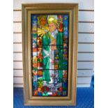 Stain glass style picture of Pope Josh Paul II. Signed Desmond M Kynes