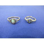 Two 18ct yellow gold dress rings, one set with an Opal A/F both stampes 18ct approx 4g