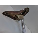 Vintage brown leather cycle saddle by 'Very b'