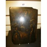 18th Century oil on slate of religious figures 19cmx17cm