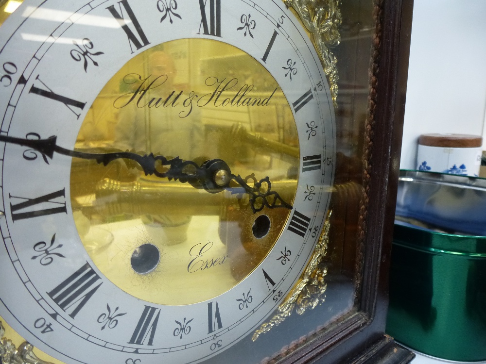 20 Century bracket clock by Hutt and Holland Essex on brass paw feet - Image 2 of 2