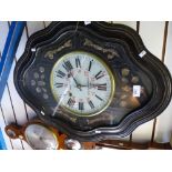 Old French wall clock in ebonised case with mother of pearl decoration