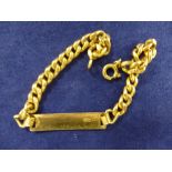 Smaller 18ct yellow gold identity bracelet, stamped 750 approx 4.3g